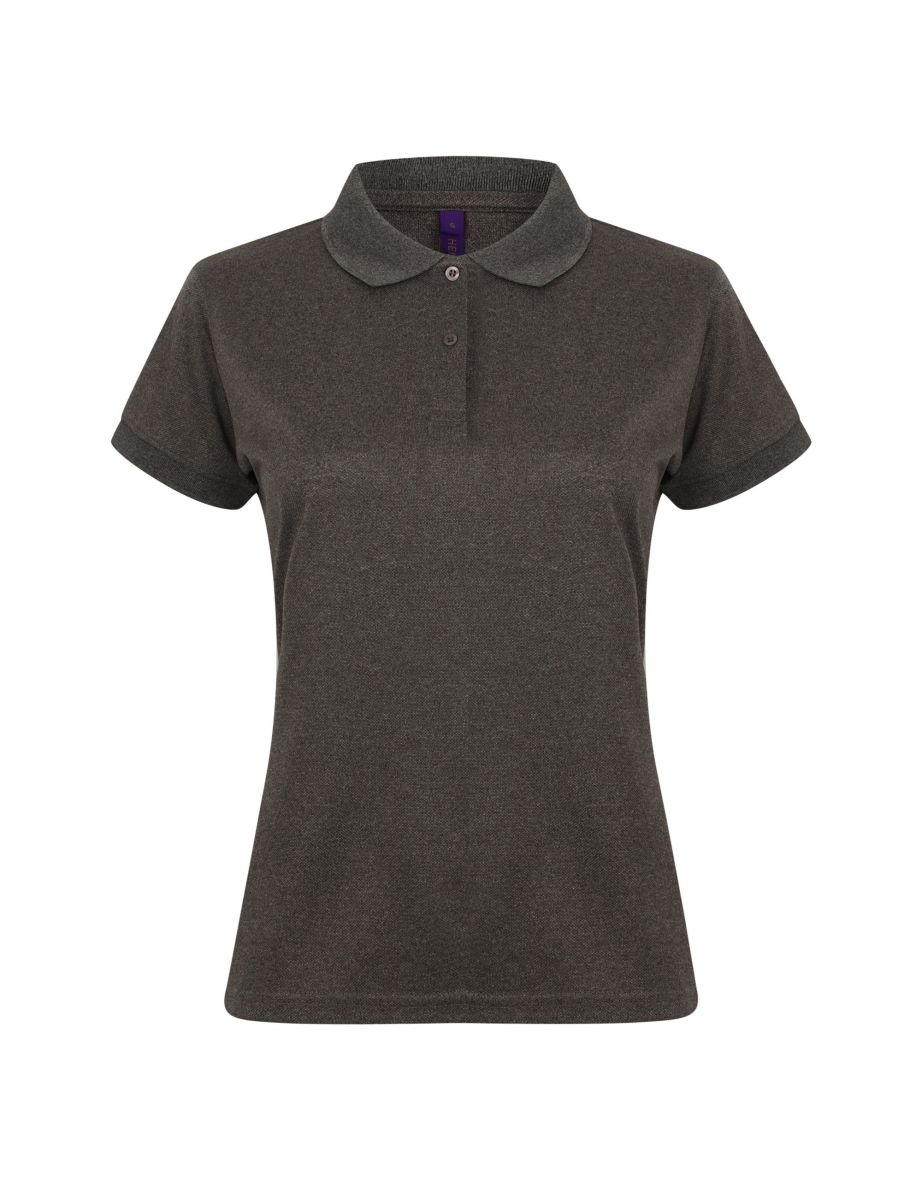 Henbury Womens/Ladies Coolplus® Fitted Polo Shirt - Heather Charcoal