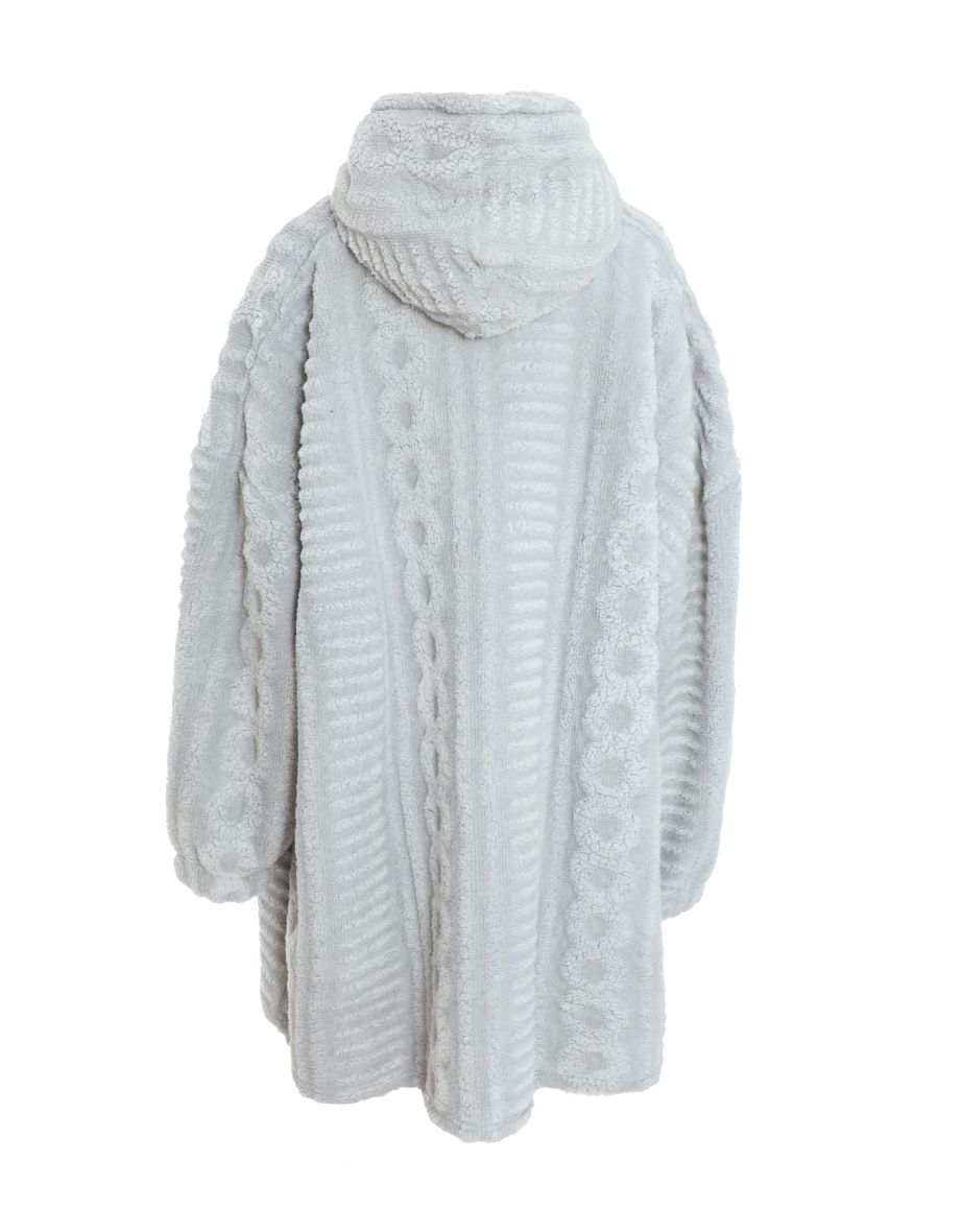 Grey Cable Knit Blanket Hoodie