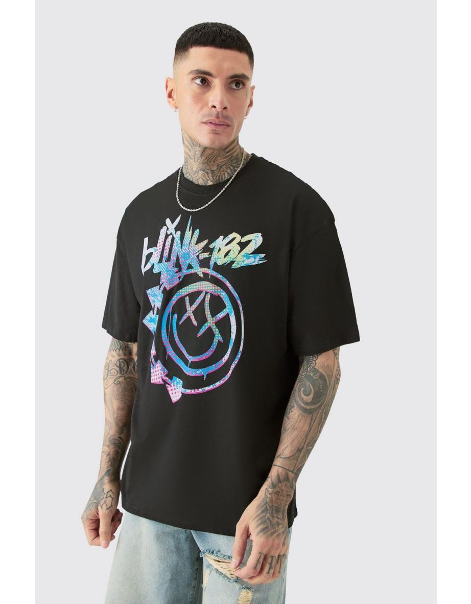 Tall Oversize Blink 182 License T-shirt in Black - black