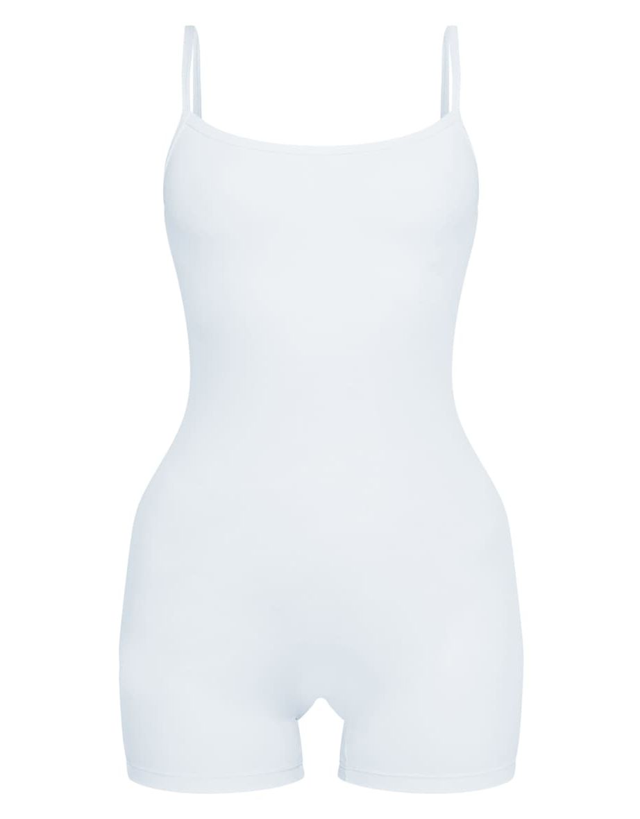 Light Blue Sculpt Sleeveless Short Unitard - 4