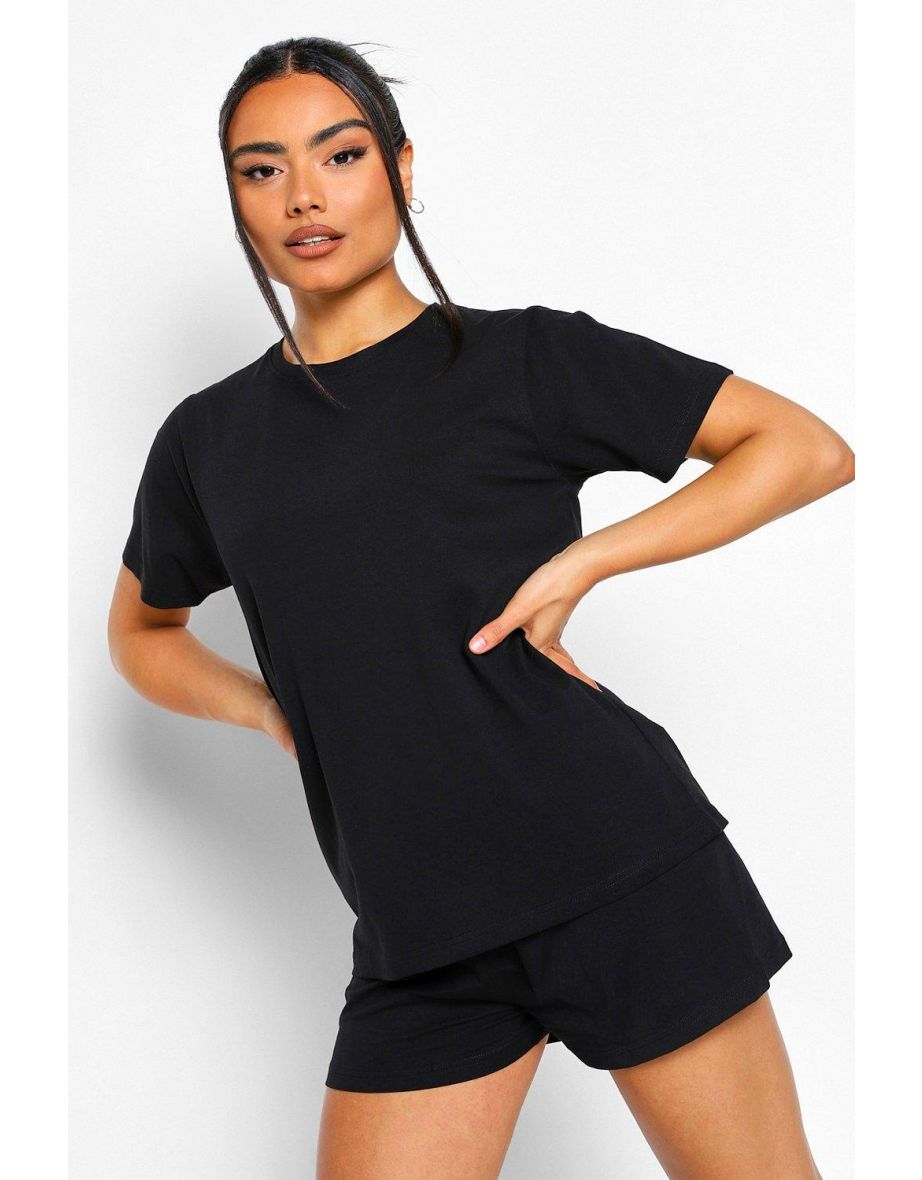 Basic T-Shirt and Short Set - black - 3