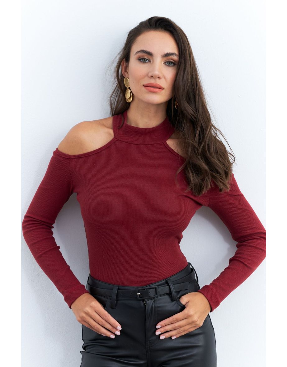 Women's Burgundy Off-Shoulder Camisole Blouse