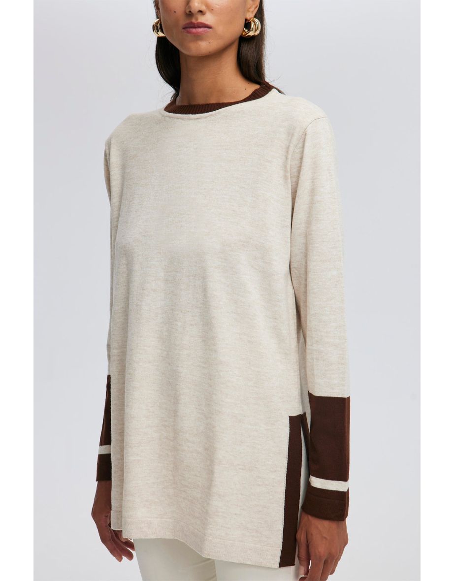COLOR BLOCKED KNITWEAR TUNIC - 4