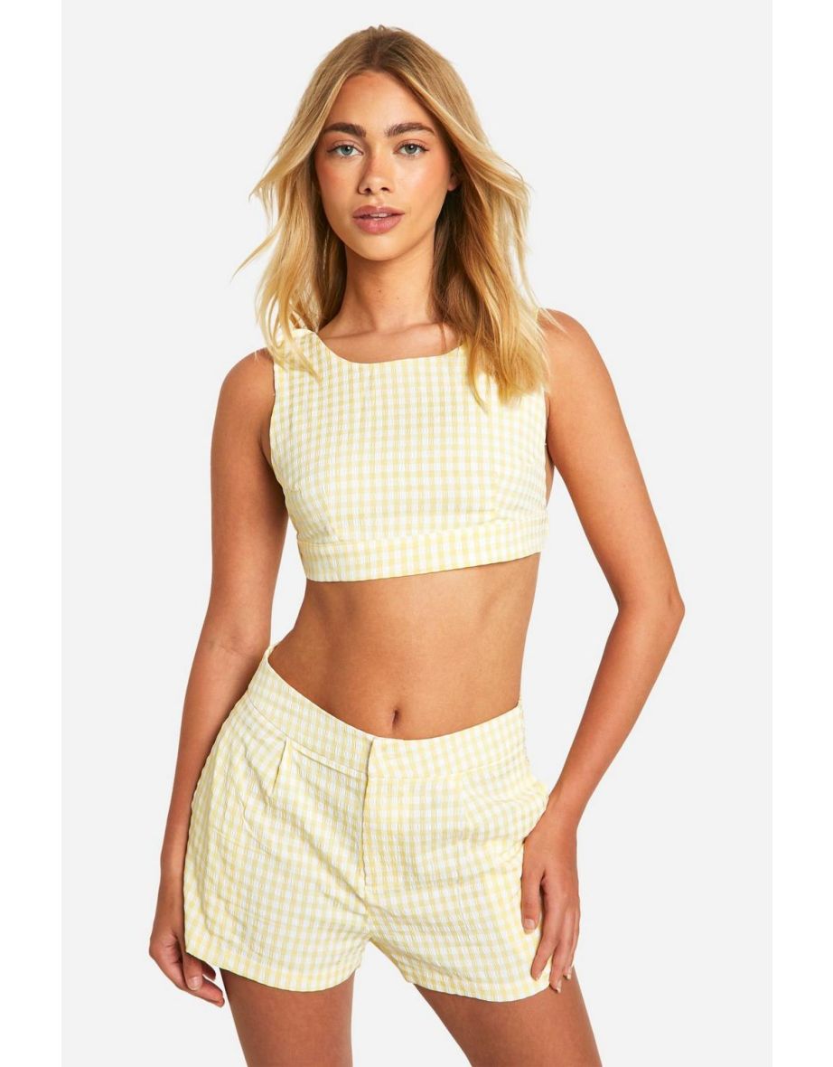 Gingham Backless Crop Top