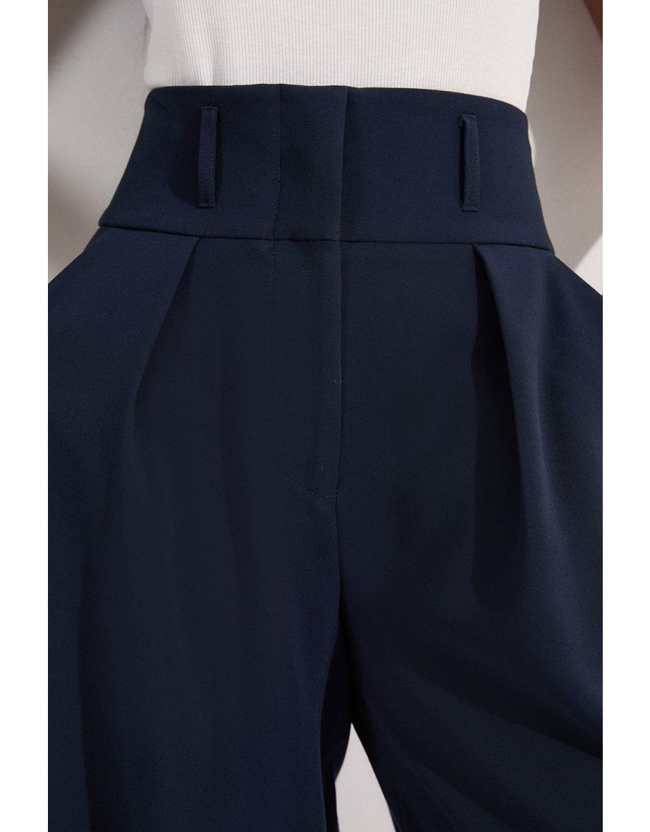Compact Stretch Essential Tailored High Waist Wide Leg Trouser - 2