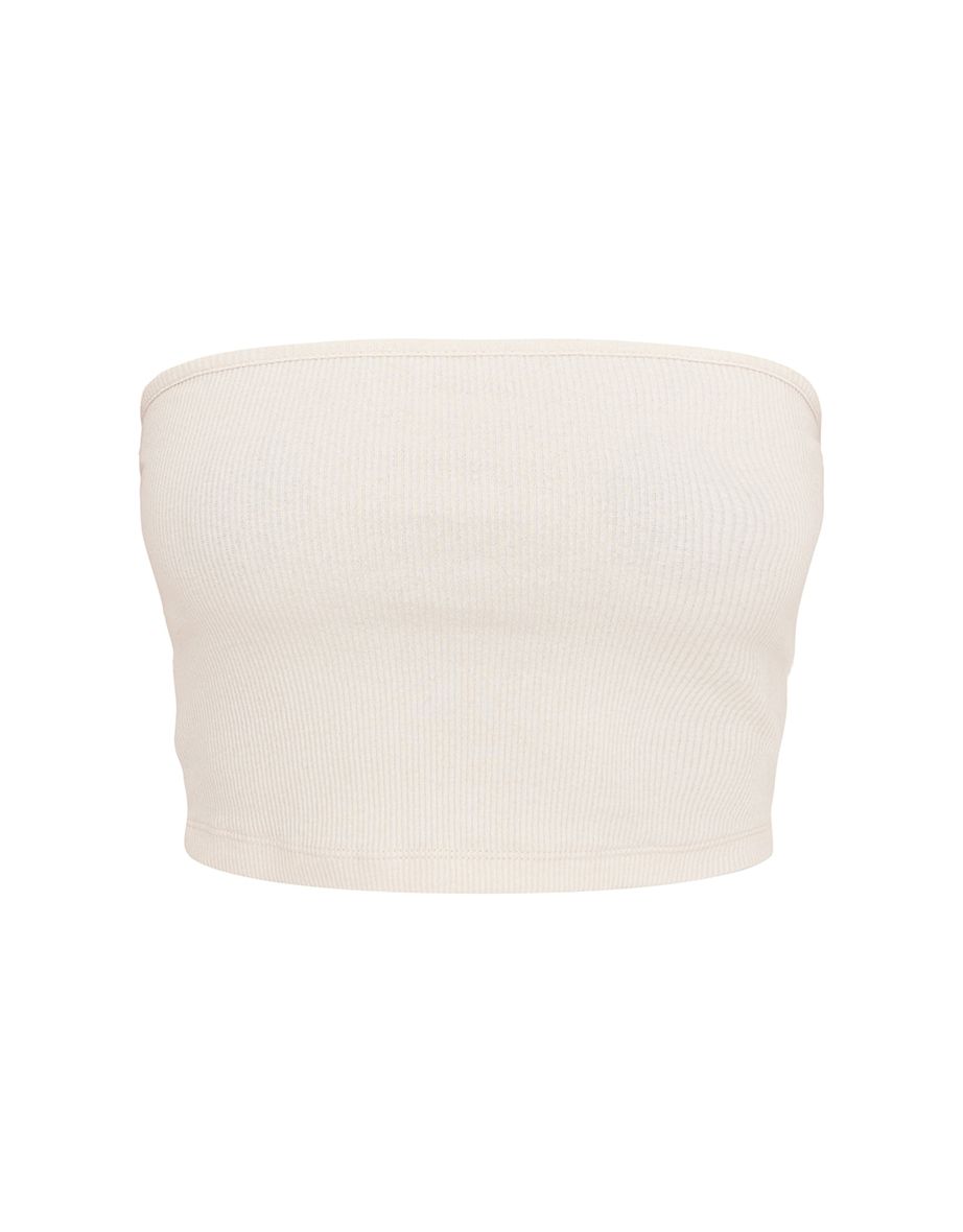 Stone Soft Basic Rib Bandeau Crop Top - 4