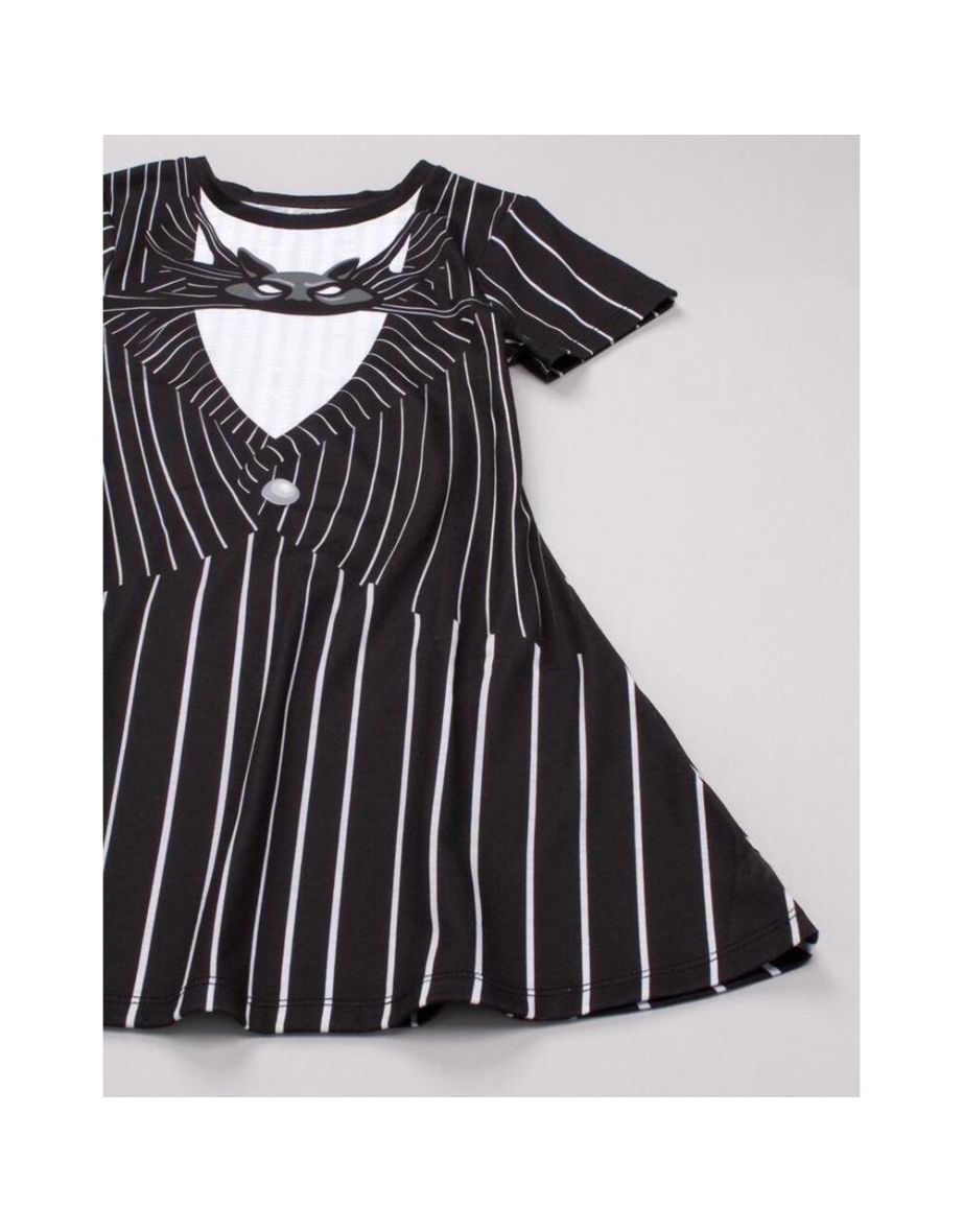 Nightmare Before Christmas Girls Jack Skellington Costume Dress - Black/White - 2