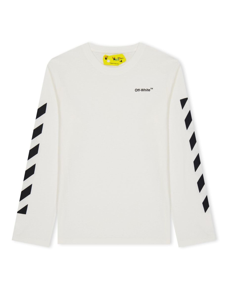Boy's Off White Juniors Helvetica Long Sleeve T-Shirt in White