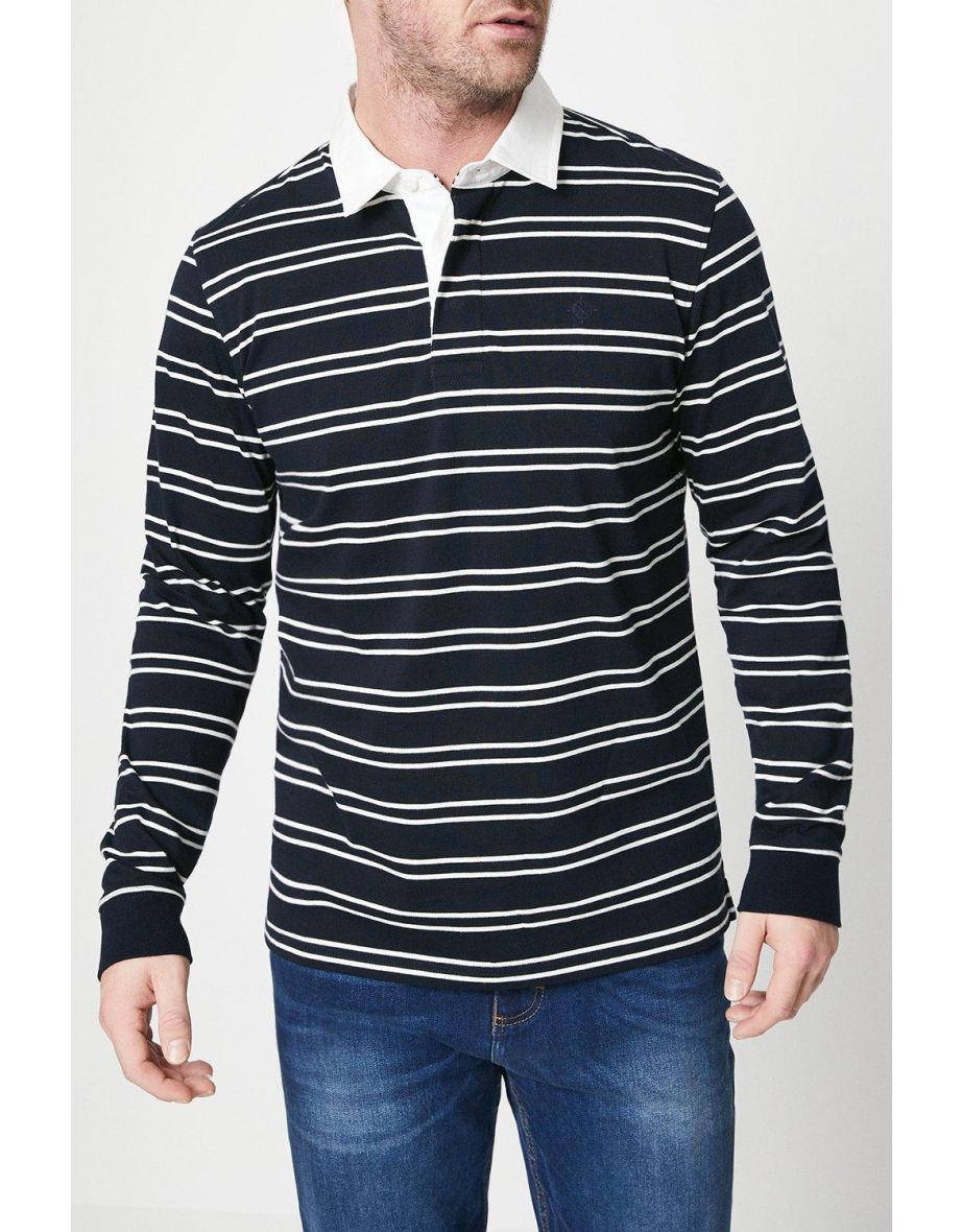 Block Stripe Rugby Shirt - navy