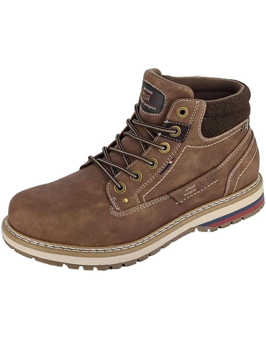 Route 21 Mens Eyelets Ankle Boots - Brown - 2