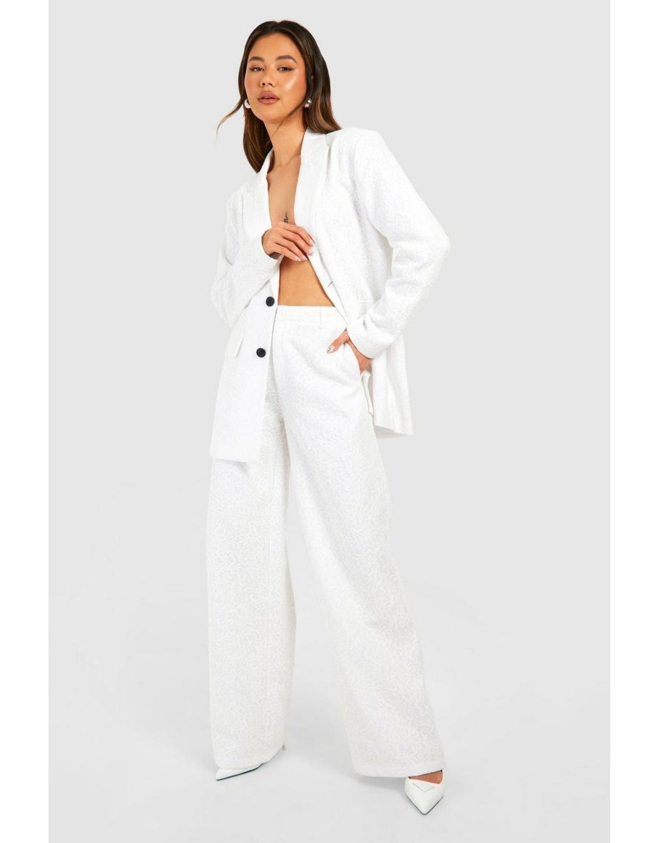 Premium Lace Wide Leg Trousers - ivory