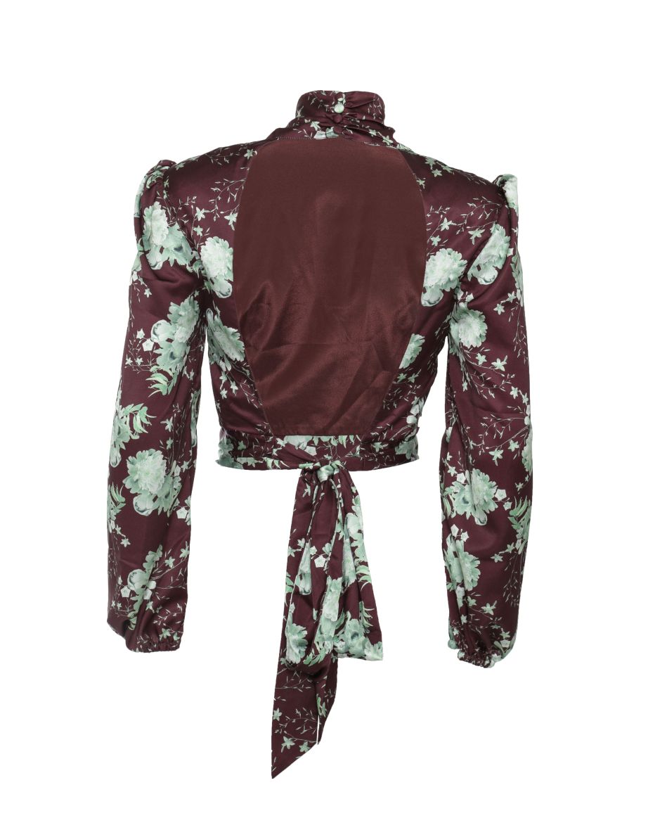 Lara Co-Ord Brown-Sage-Rose Backless Crop Top - 3