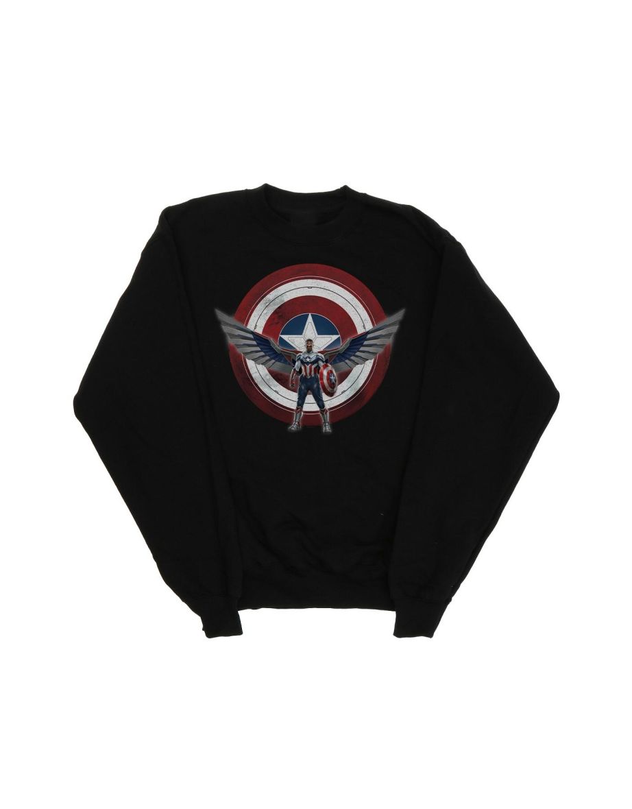 Marvel Boys Falcon And The Winter Soldier Captain America Shield Pose Sweatshirt - Black