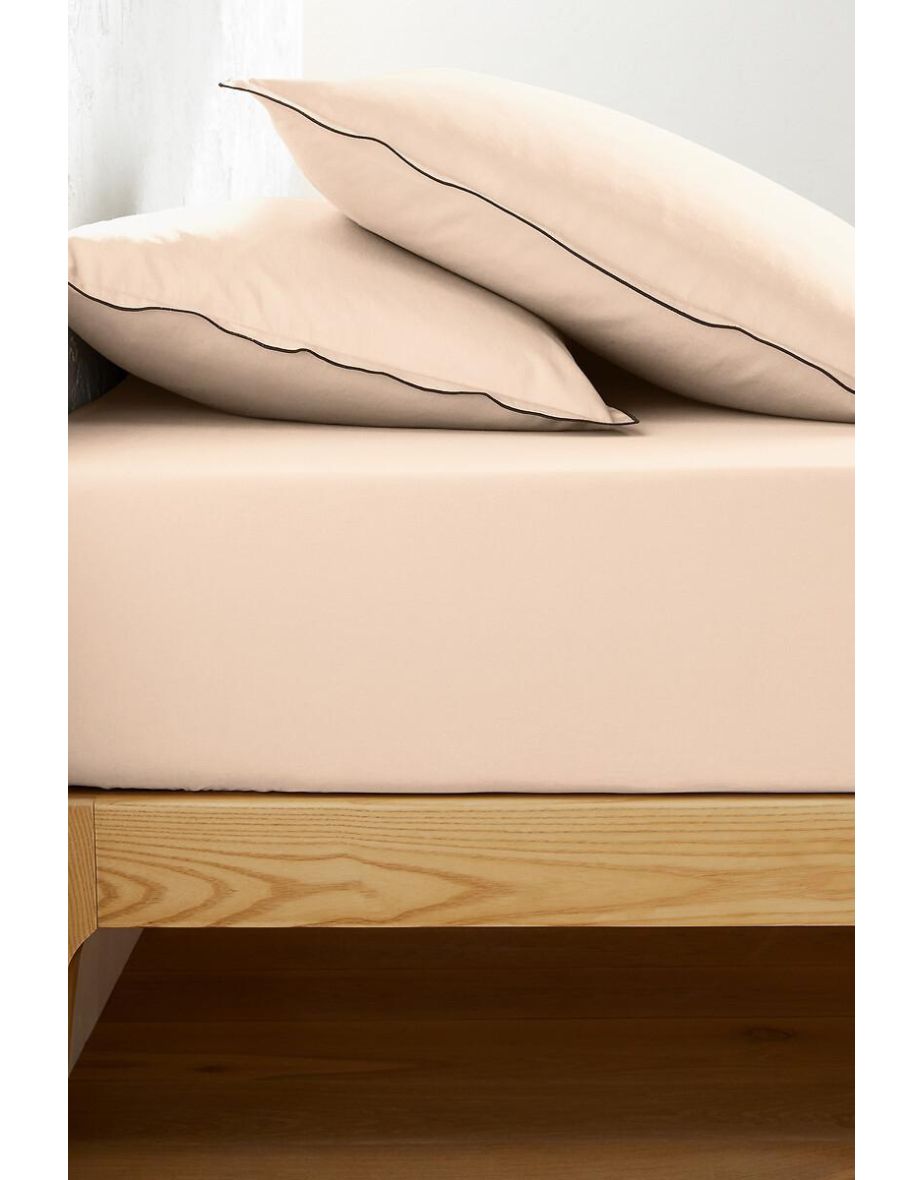 Victor Plain 100% Washed Cotton Satin 300 Thread Count Fitted Sheet