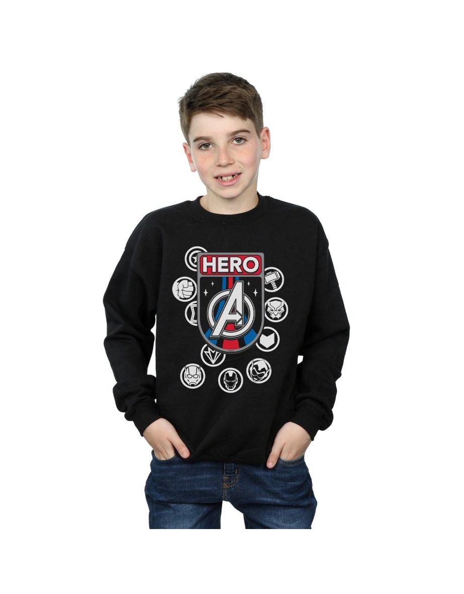 Marvel Boys Hero Badge Sweatshirt - Black