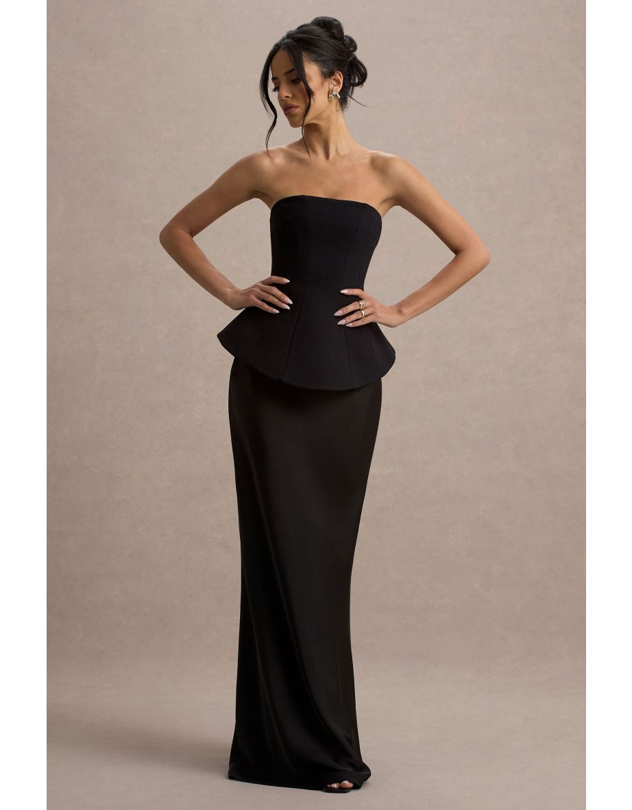 Ohio | Black Strapless Corset Maxi Dress