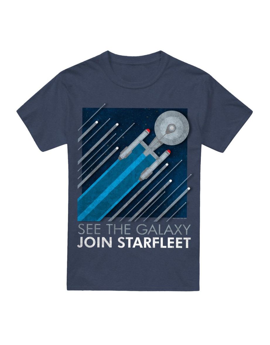 Star Trek Unisex Adult Starfleet Recruitment Poster T-Shirt - Navy