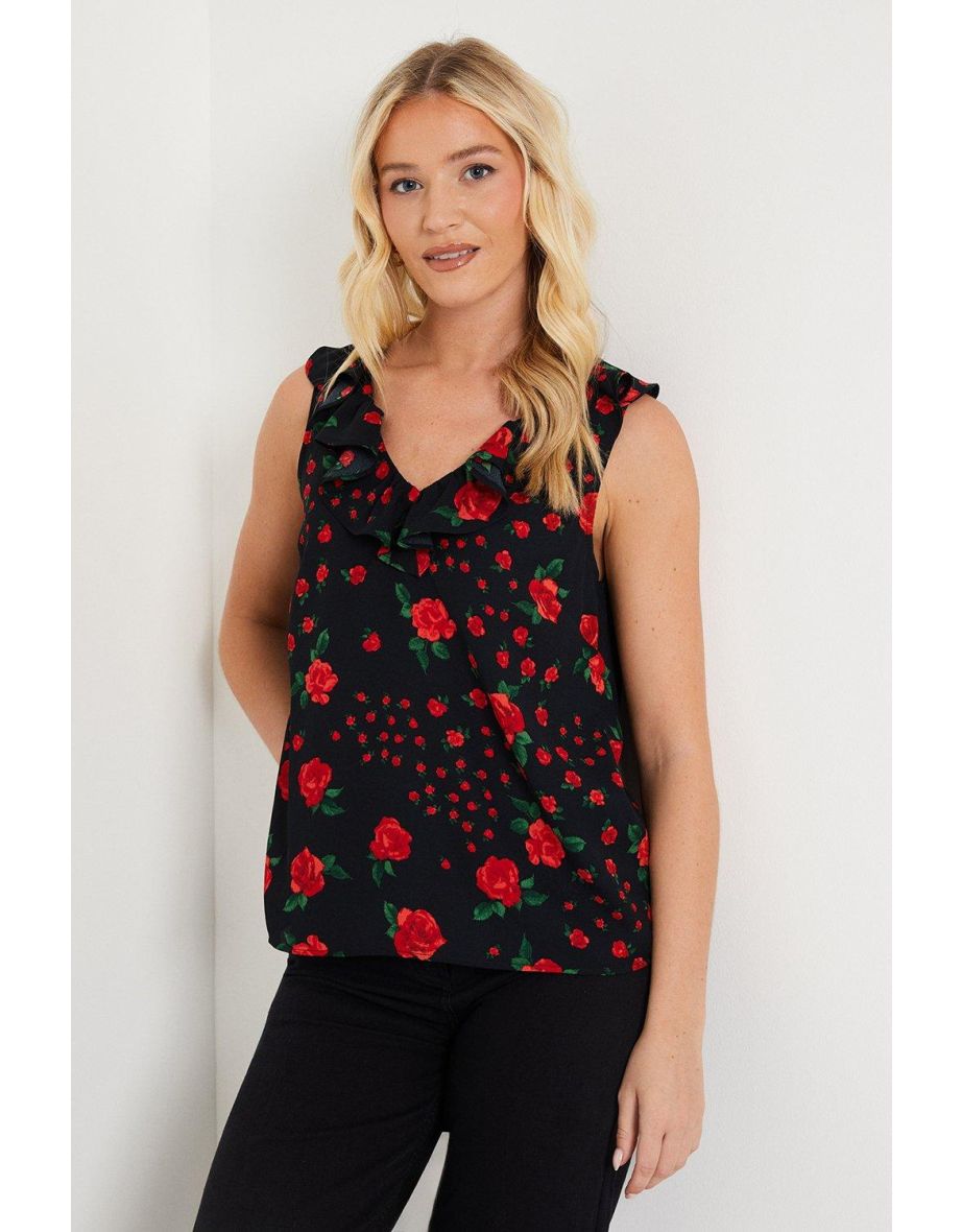 V Frill Neck Vest Top - 3