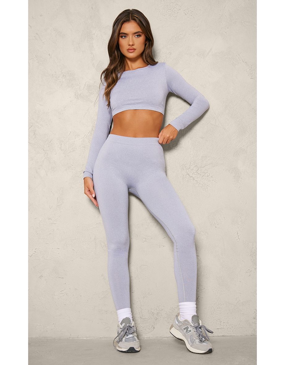 Shop Grey Marl Seamless Melange High Waisted Legging Online in Bahrain VogaCloset