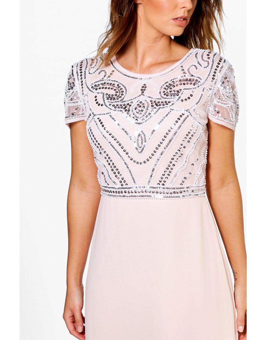 Boutique Francesca Embellished Top Maxi Dress - blush - 3