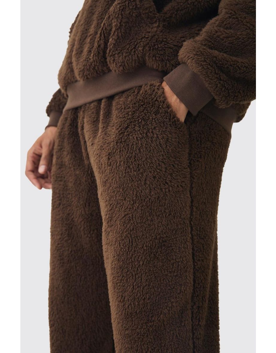 Straight Leg Teddy Borg Joggers - chocolate - 2