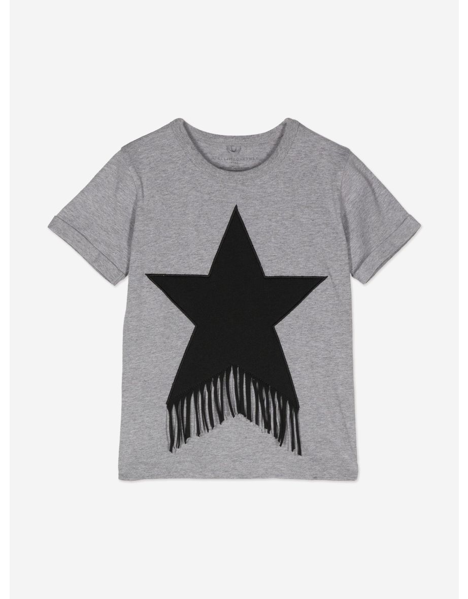 Girls Tassel Star T-Shirt in Grey