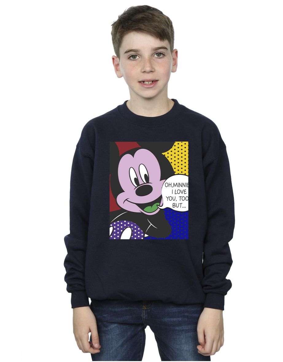 Disney Boys Mickey Mouse Oh Minnie Pop Art Sweatshirt - Navy Blue