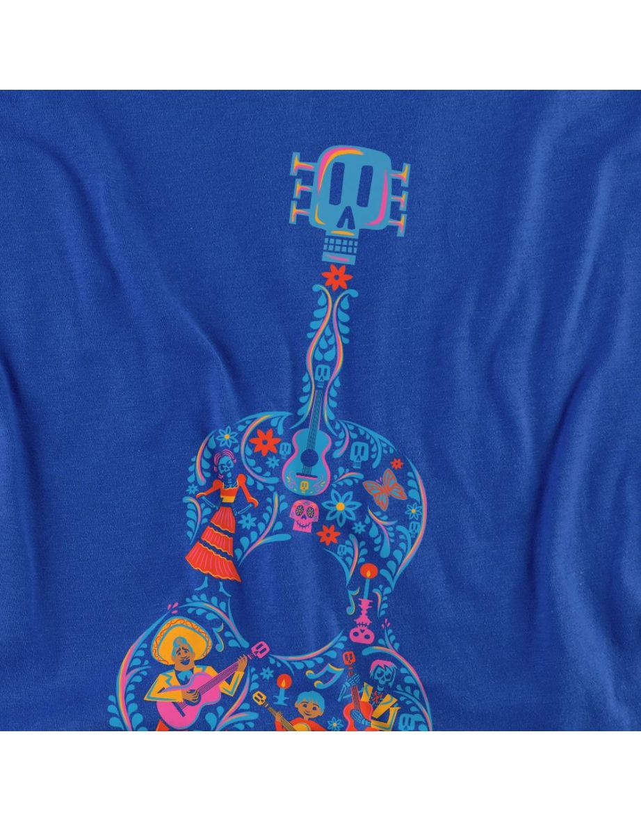 Coco  Adult Ernesto Miguel Hector Colourful Guitar T-Shirt - Royal Blue - 2