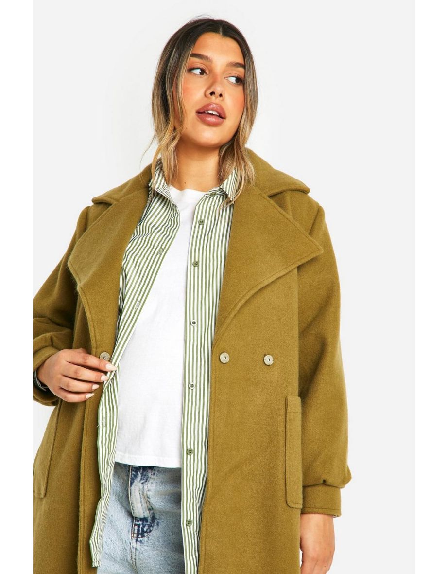 Maternity Wrap Pocket Front Coat - khaki - 3