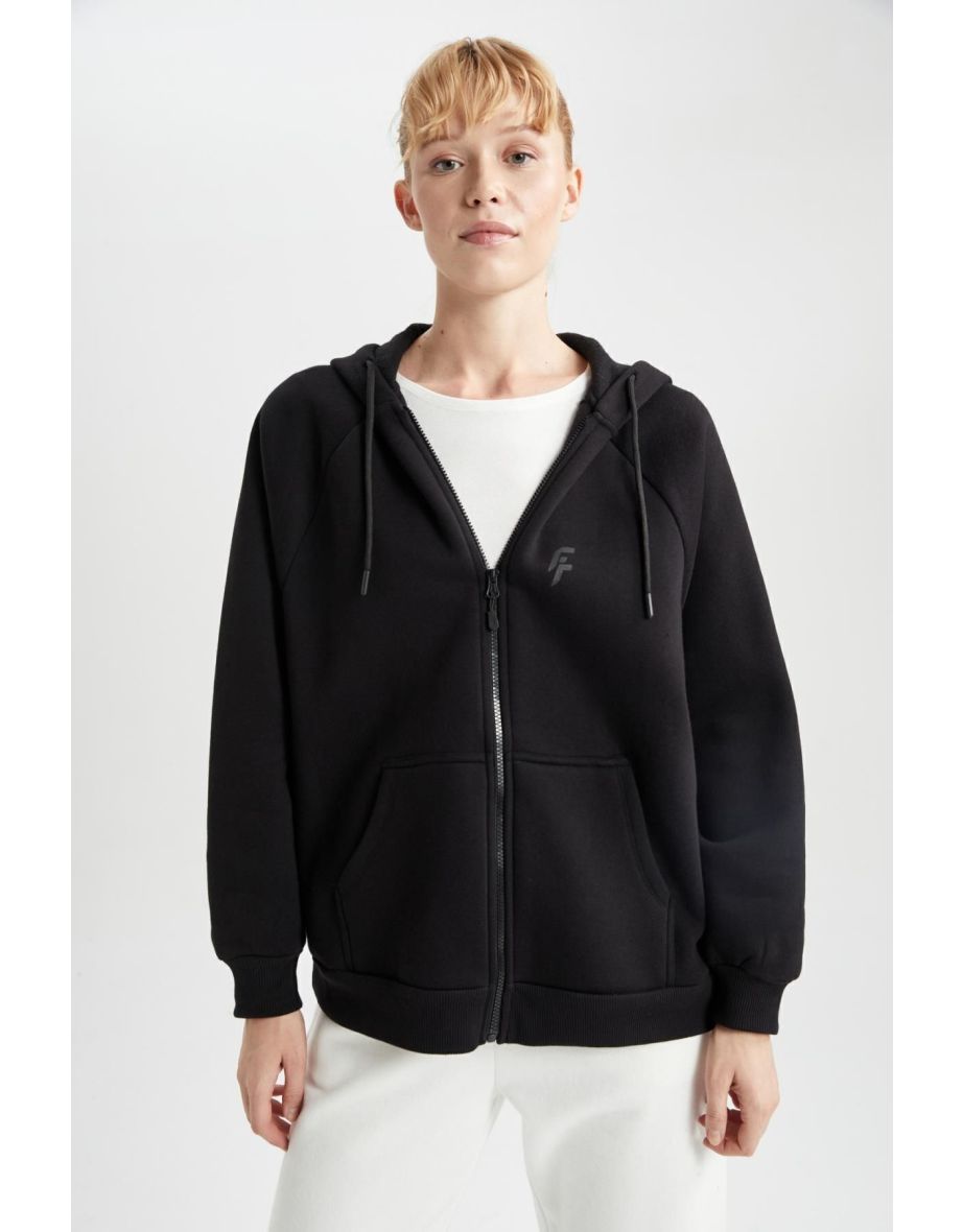 Fit Oversize Fit Hooded Double Pocket Zippered Thick Sweatshirt