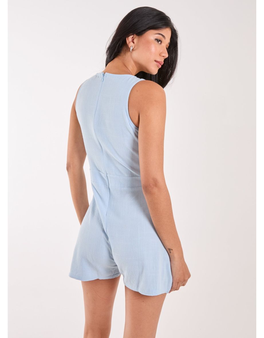 Linen Style Twist Front Playsuit - 3