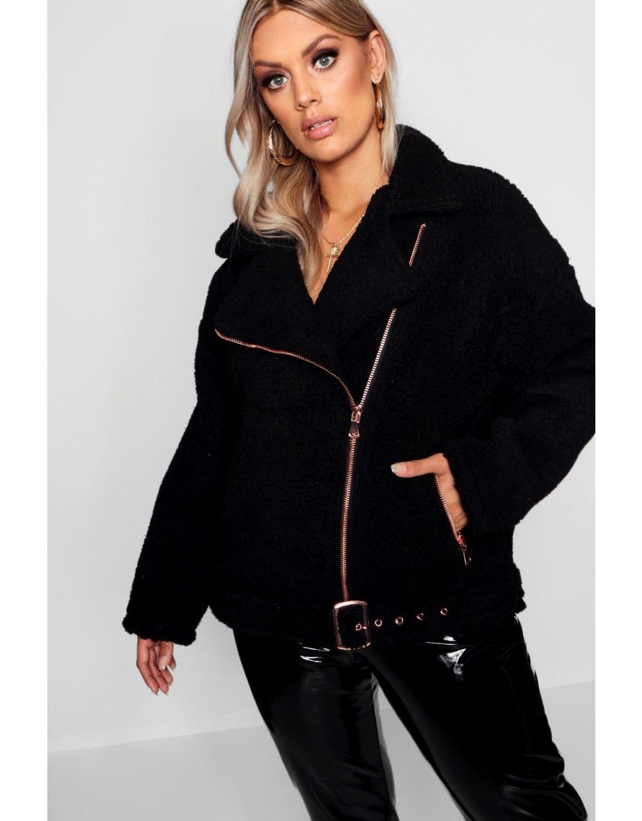 YOURS Plus Size Black Teddy Hooded Jacket