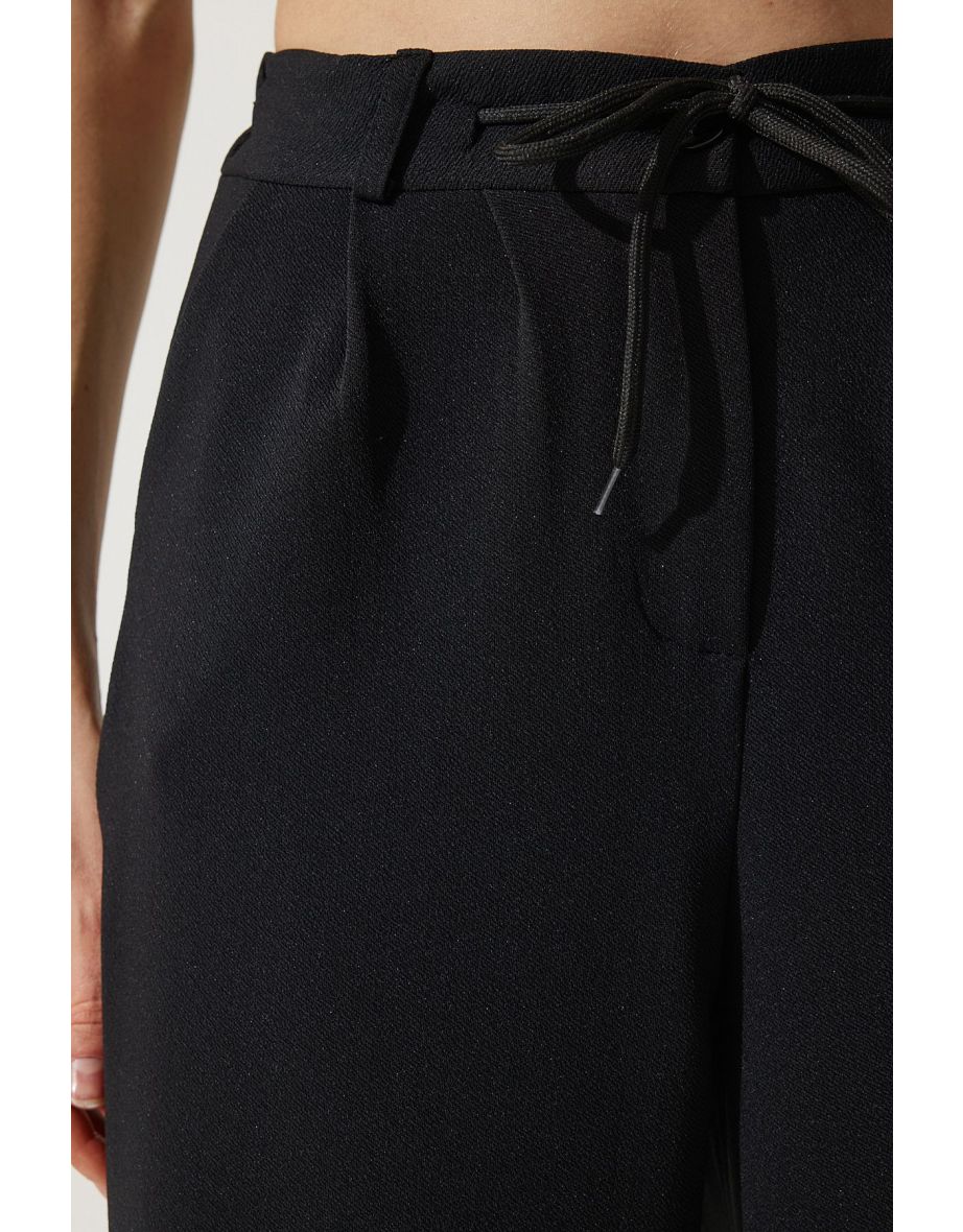 Women's Black Wide Leg Sweatpants - 6