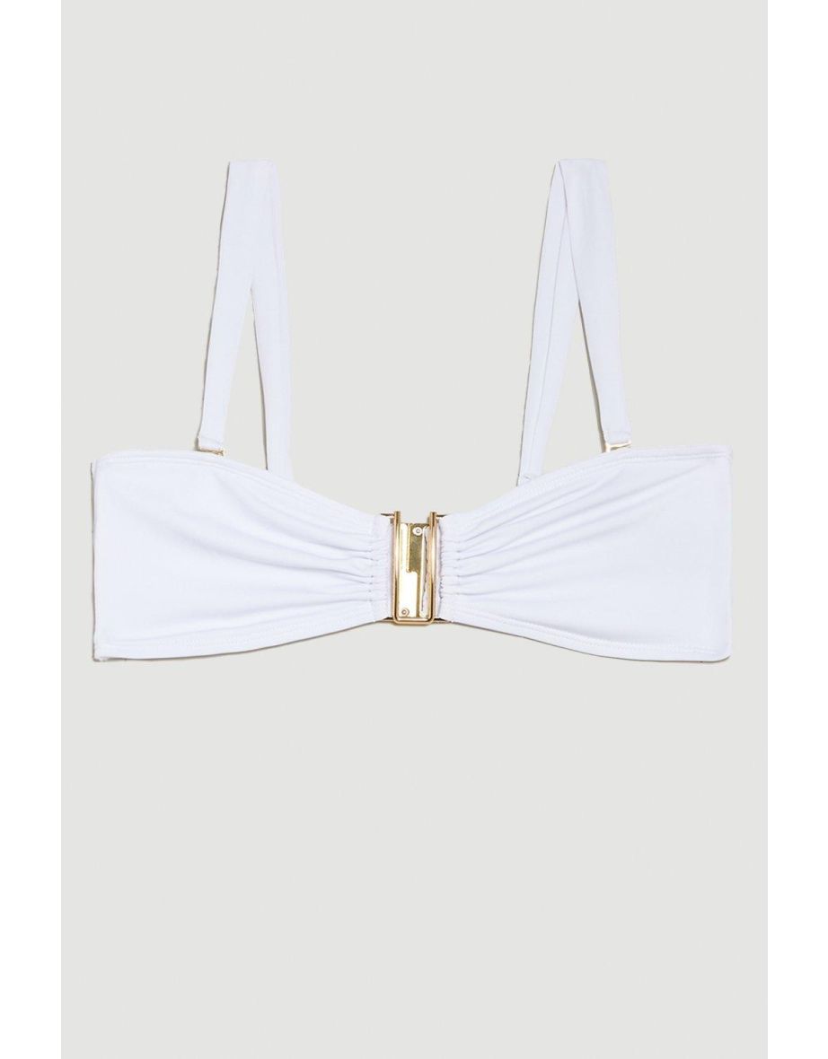 Detachable Strap Gold Trim Bikini Top - 3