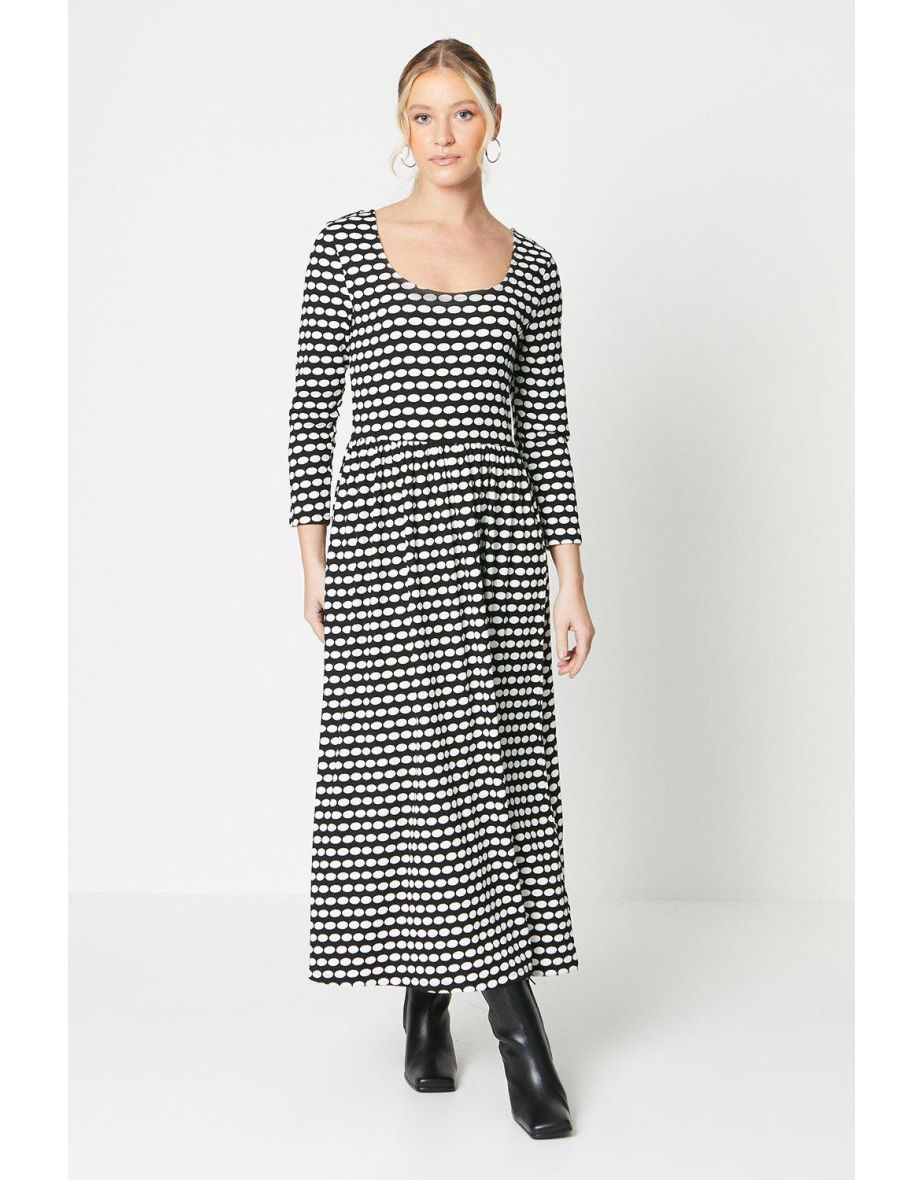 Tall Mono Scoop Neck ¾ Sleeve Midaxi Dress