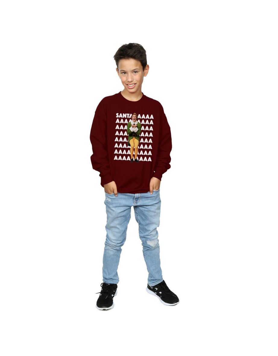 Elf Boys Buddy Santa Scream Sweatshirt - Burgundy - 3