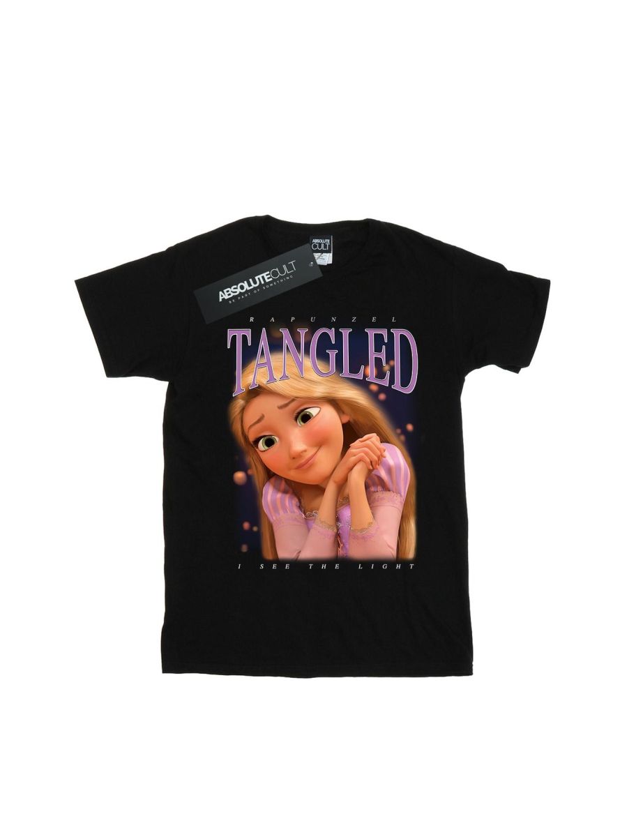 Disney Mens Tangled Rapunzel Montage T-Shirt - Black