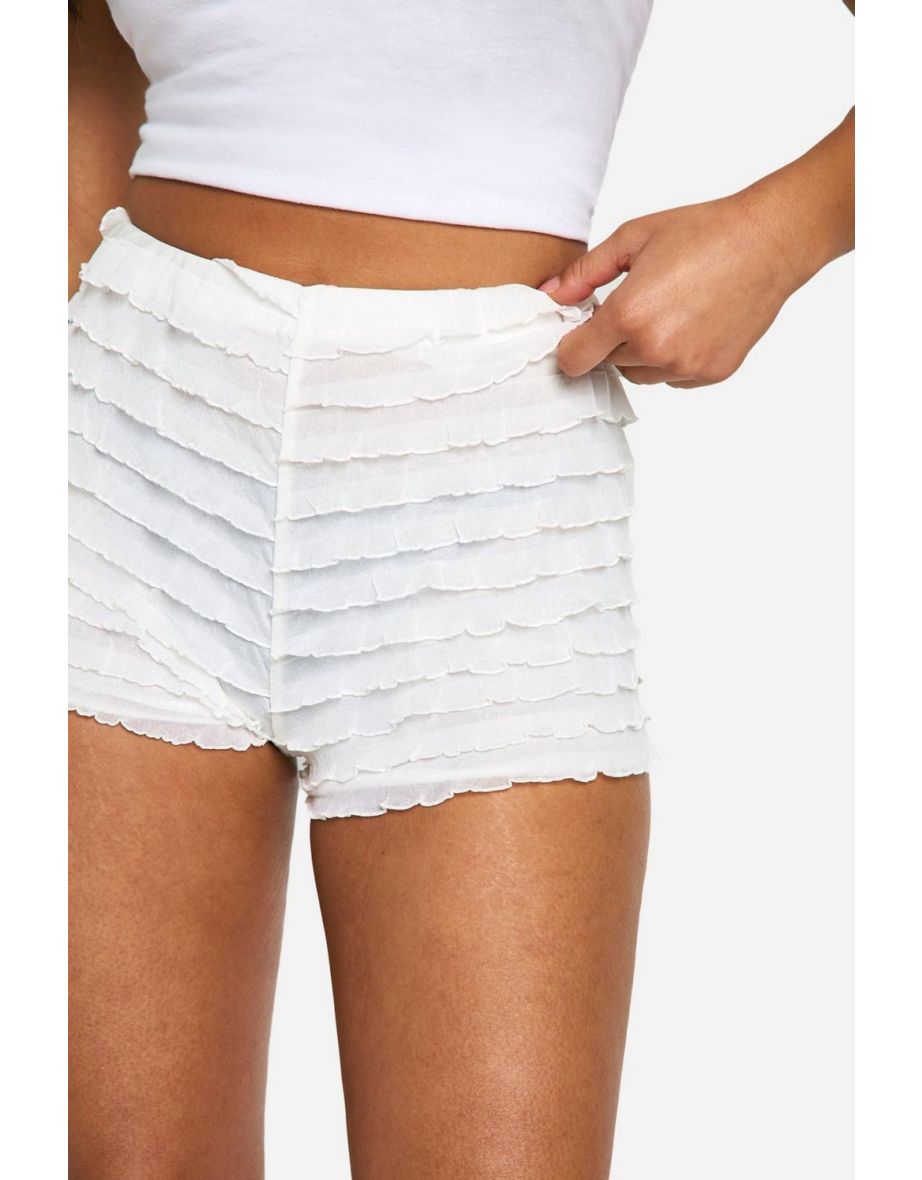 Petite Ruffle Micro Shorts - cream - 3