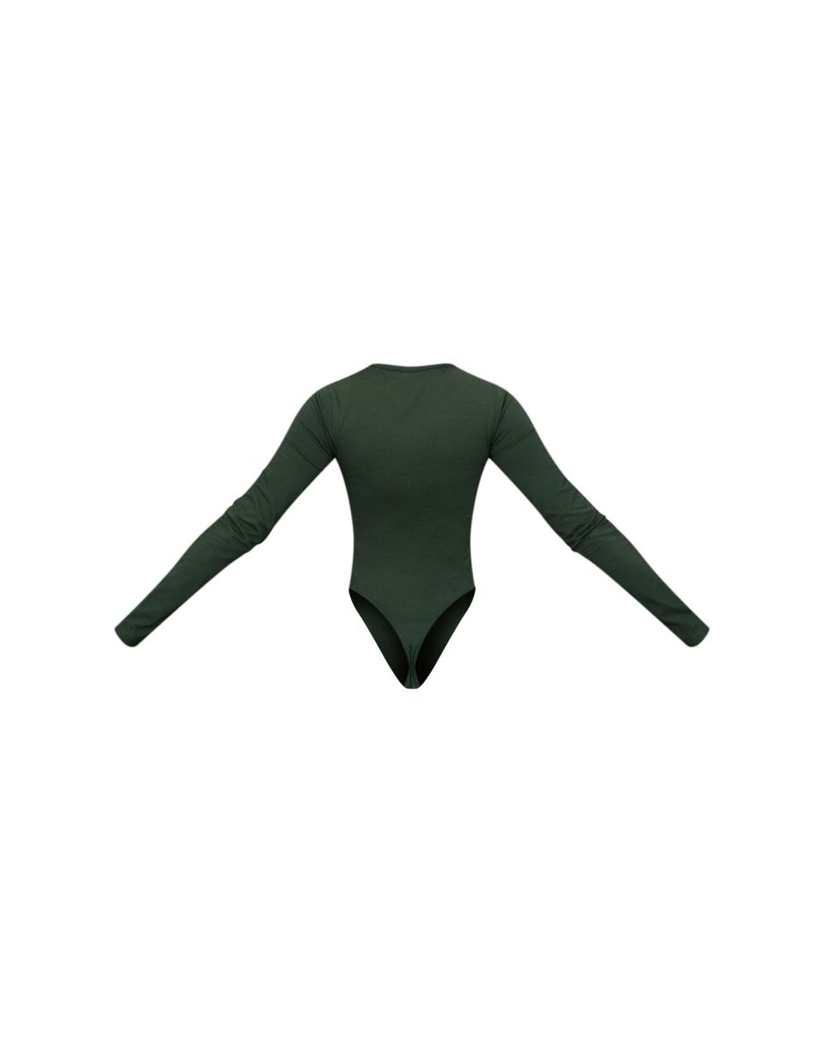PRETTYLITTLETHING Pine Green Logo Long Sleeve Bodysuit - 5