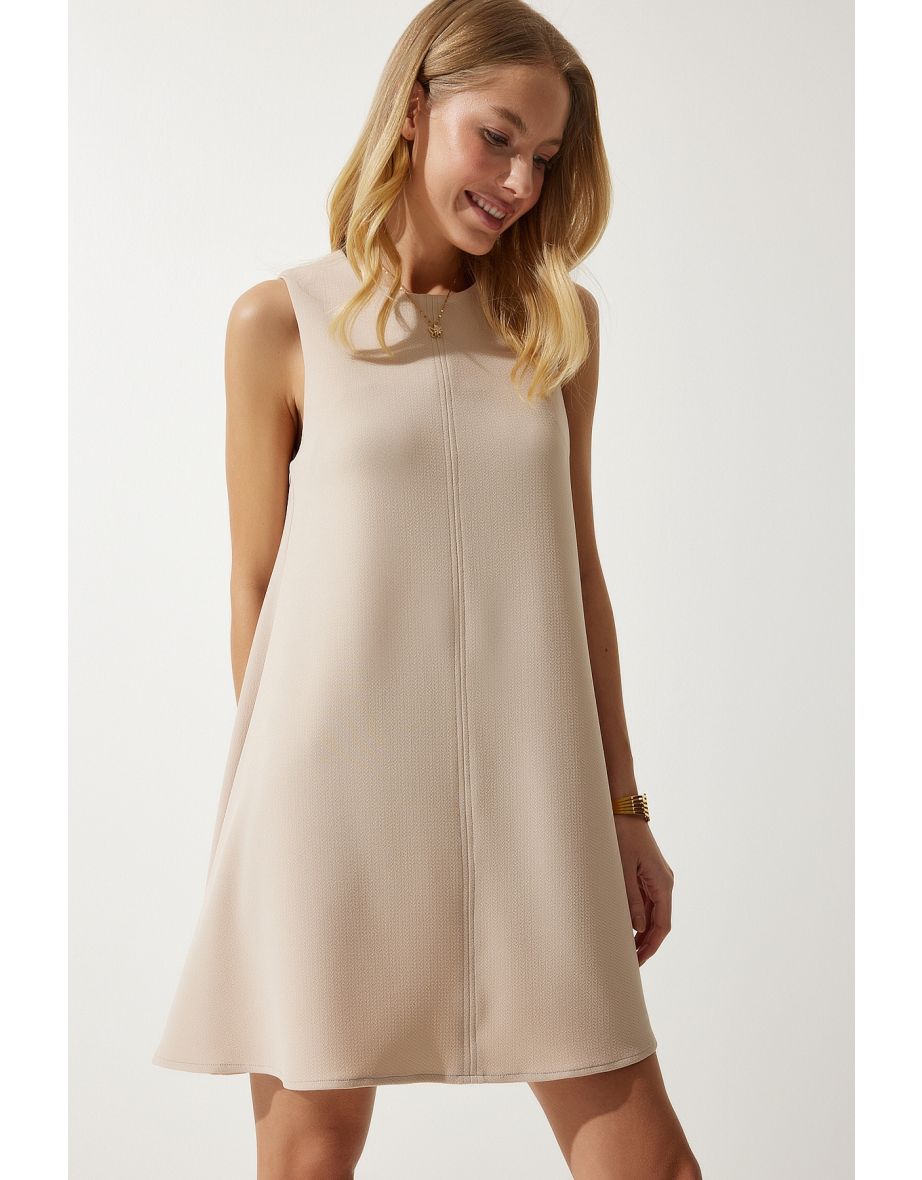 Happiness İStanbul Beige A-Line Mini Shift Dress