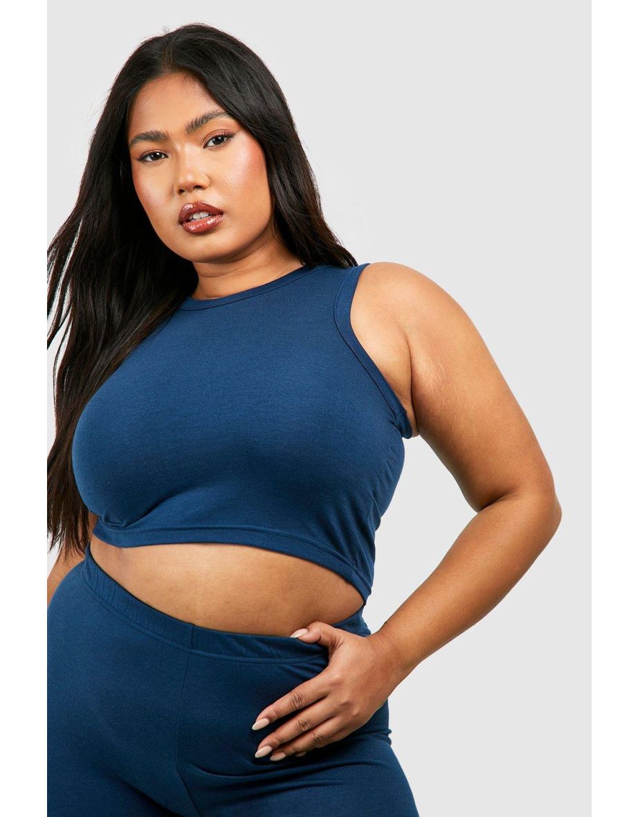 Plus Elastane Racer Top & Legging Lounge Set - petrol - 3