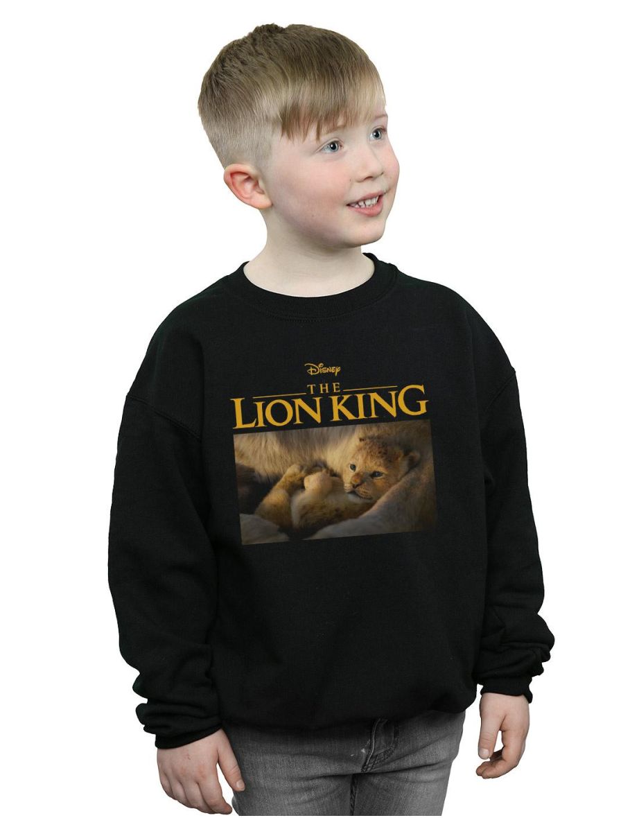 Disney Boys The Lion King Movie Baby Simba Photo Sweatshirt - Black