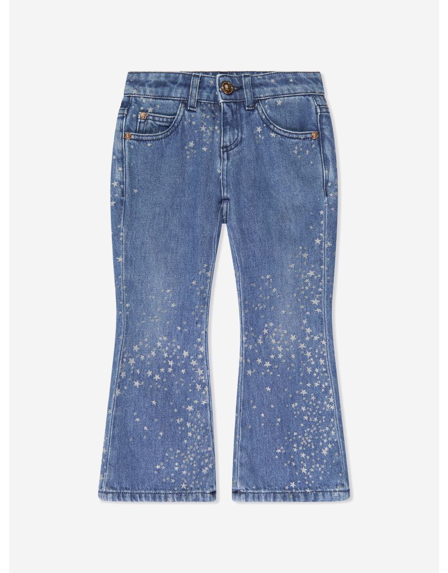 Girls Flared Glitter Jeans in Blue