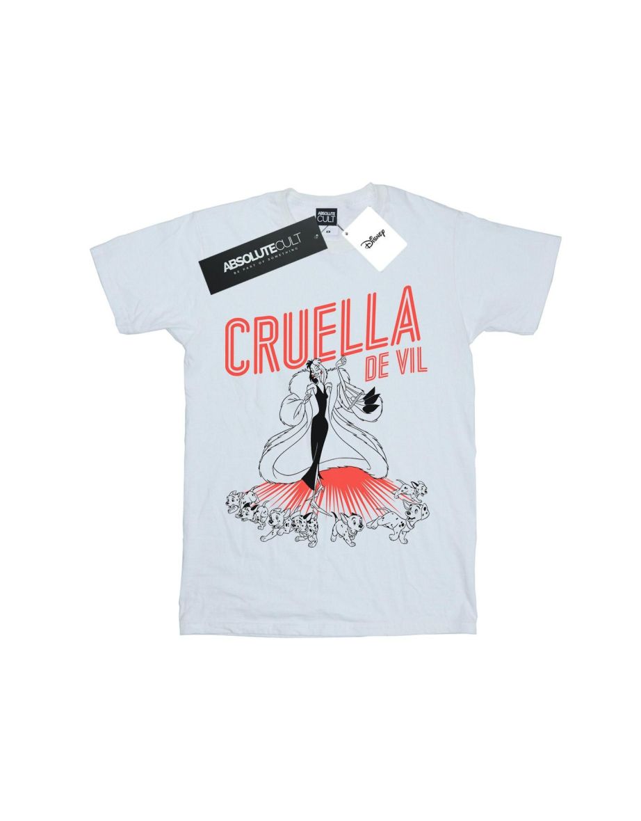 Disney Womens/Ladies Cruella De Vil Dalmatians Cotton Boyfriend T-Shirt - 1