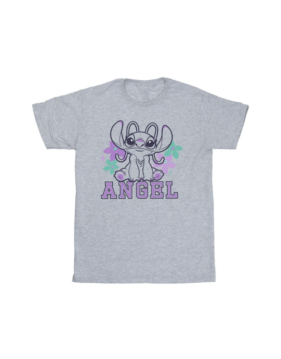 Disney Girls Lilo & Stitch Angel Cotton T-Shirt - Sports Grey - 1