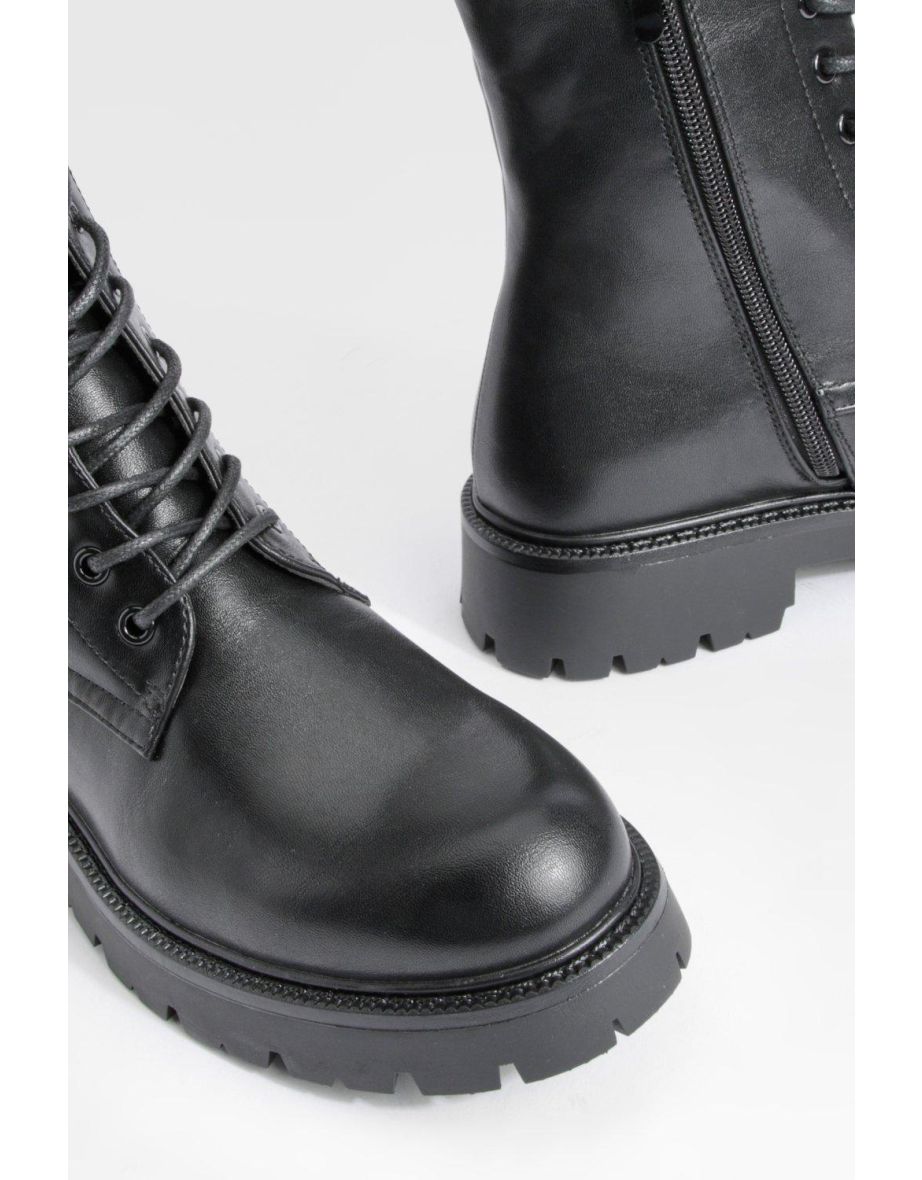 Chunky Lace Up Hiker Boots - 3