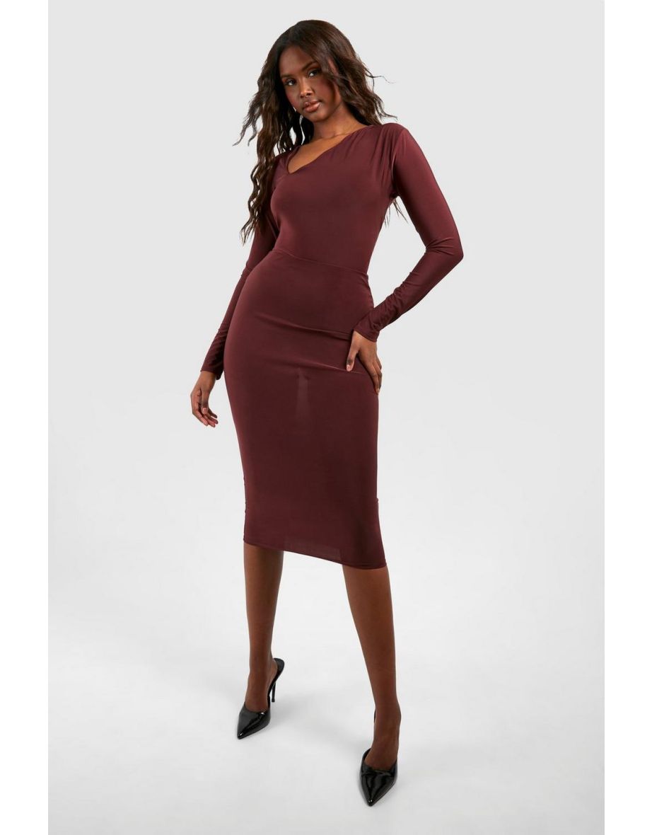 Slinky Midi Skirt - chocolate
