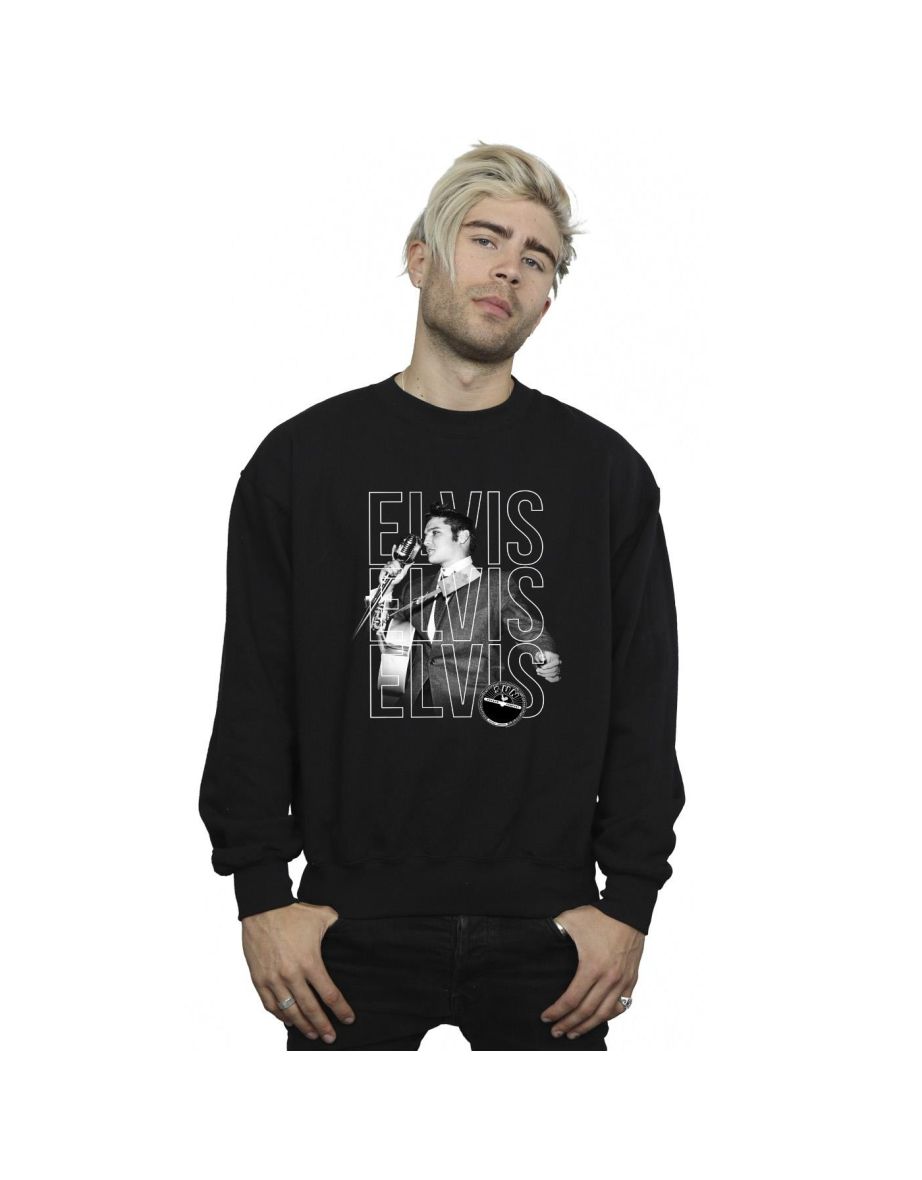 Elvis Mens Triple Logo Portrait Sweatshirt - Black