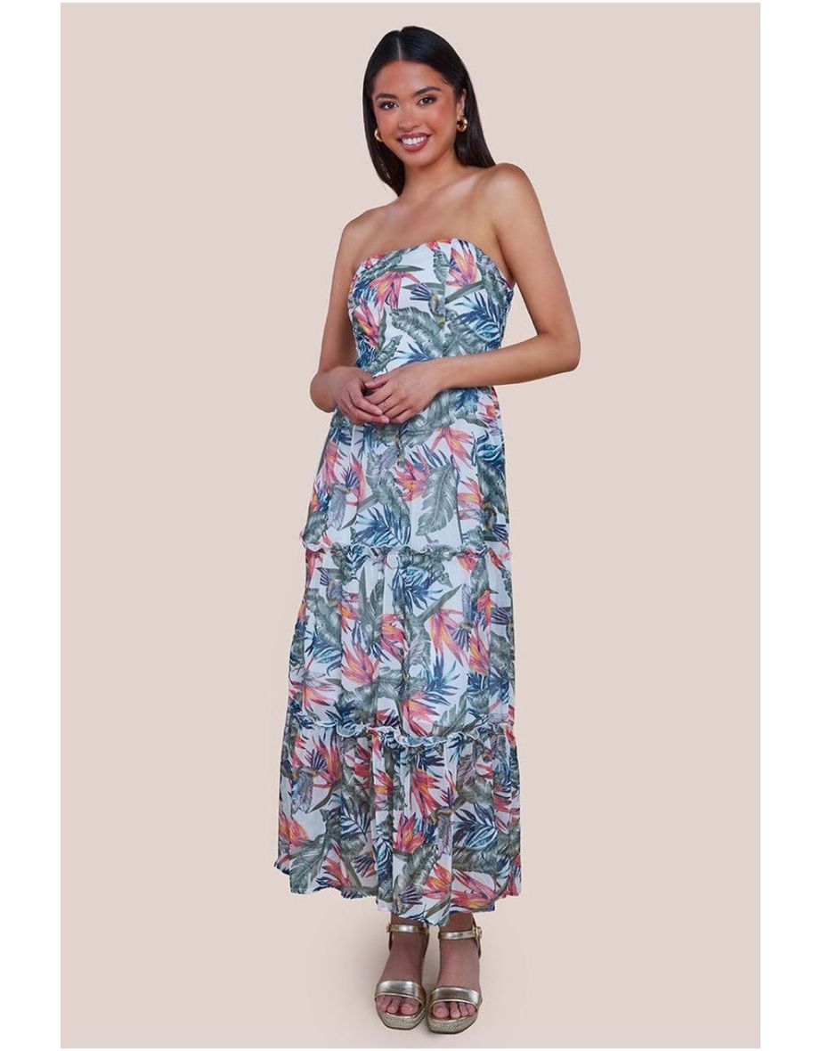 City Goddess Bandeau Printed Maxi - Jungle Print