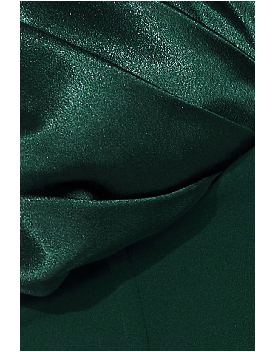 Goddiva Corset Bodice Scuba & Satin Bardot Jumpsuit -emerald - 3